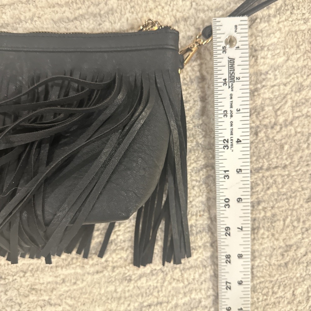 Fringe Western Wristlet Purse Tassels Handbag Black Gold Zipper Rodeo Cowgirl - Picture 13 of 13